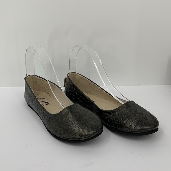 FS/NY Sloop ballet flats croc embossed leather taupe shoe Italy slip-on new 8 - Picture 2 of 6